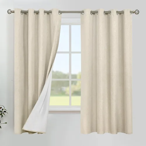 Vista 115 de YoungsTex - Cortinas 100% opacas para dormitorio, con aislamiento térmico y ojales, cortinas oscuras negras con capa pesada para ventana de sala