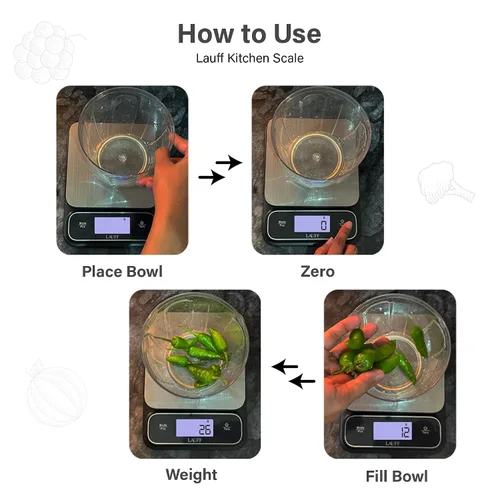 Vista 9 de Lauff Báscula digital de alimentos, báscula de pesa, báscula de cocina, básculas de alimentos en gramos y onzas con escala de cocina precisa de 0.01