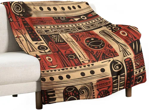 Vista 51 de Mantas de franela con patrón artístico rojo, beige, marrón oscuro, manta de franela de pintura al óleo abstracta de 30 x 40 pulgadas para sofá, cama