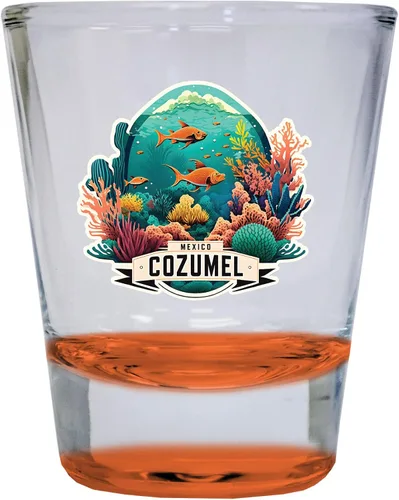 Vista 4 de Cozumel Mexico Souvenir - Vaso de chupito redondo de 1.5 onzas, transparente A Claro
