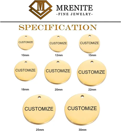 Vista 6 de MRENITE Colgante de oro macizo de 10 K14 K18 quilates, 0.394 in-1.181 in, personalizado con cualquier nombre, collar grabado para esposa, madre