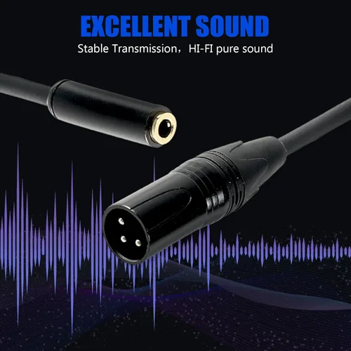 Vista 5 de Cable XLR a 1/8, 3 pines XLR macho a 1/8 pulgadas 0.138 in hembra estéreo mono adaptador de audio convertidor cable de interconexión