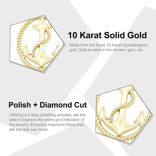 Vista 3 de Colgante Ancla de Oro - Oro de 10 quilates - Joyería Náutica - Joyas de ancla