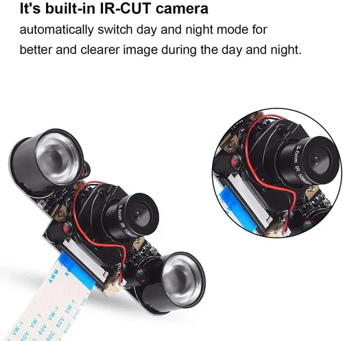 Vista 4 de DORHEA Raspberry Pi 4 Módulo de cámara Sensor de corte IR automático Visión diurna/nocturna Video Webcam HD 5MP 1080P OV5647 Enfoque ajustable