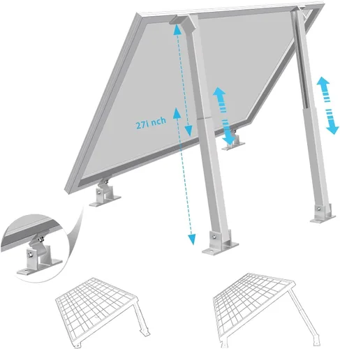 Vista 4 de 2 juegos (4 piezas) soportes de montaje para panel solar – Soporte de montaje inclinable para panel solar ajustable 50W 100W 150W 200W 300W 400W