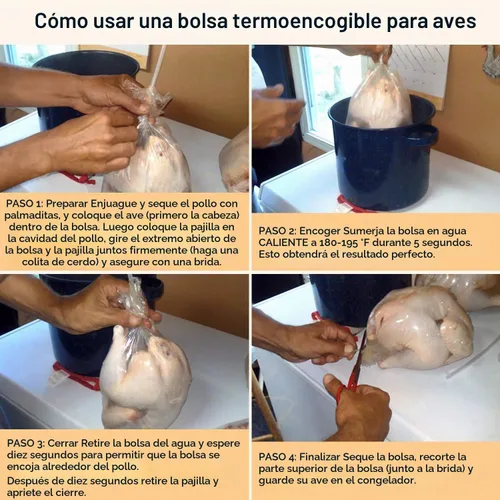 Vista 6 de Bolsas retráctiles para aves de corral, 100 bolsas de pollo de 13 x 18 pulgadas, bolsa termorretráctil para congelador 100PCS