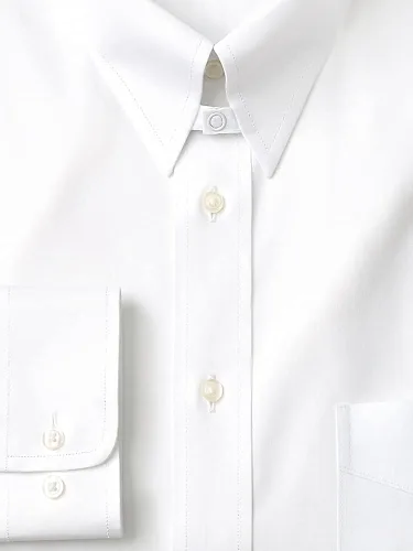 Vista 2 de Paul Fredrick Camisa de vestir para hombre de algodón sin planchado cuello con pestaña a presión