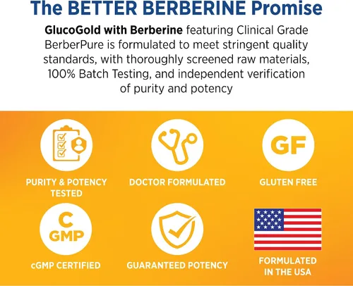 Vista 6 de DOCTORS' PREFERRED GlucoGold con berberina, canela concentrada, cromo, extracto de hoja de banaba (90 tabletas)