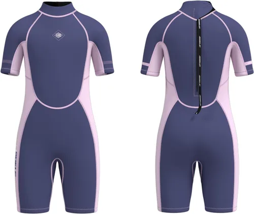 Vista 6 de Traje de neopreno para niños y niñas, con cremallera trasera de 0.118 pulgadas (0.118 in) de neopreno que mantiene el calor en agua fría para nadar