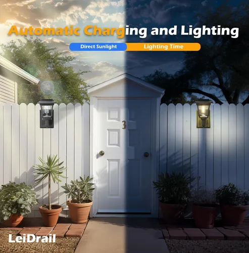 Vista 3 de LeiDrail Luces solares para valla, 2 modos de luces solares de pared con bombilla Edison, accesorios de casa de juegos al aire libre, impermeables