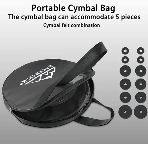 Vista 6 de EASTROCK Paquete de platillos de bajo volumen – Juego de 5 piezas con bolsa de platillo, fieltros – 14 pulgadas Hi-hat, 16 pulgadas y 18 pulgadas