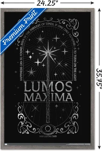 Vista 3 de Trends International The Wizarding World: Harry Potter - Póster de pared Lumos Maxima, 34 pulgadas de largo x 22.4 pulgadas, versión enmarcada