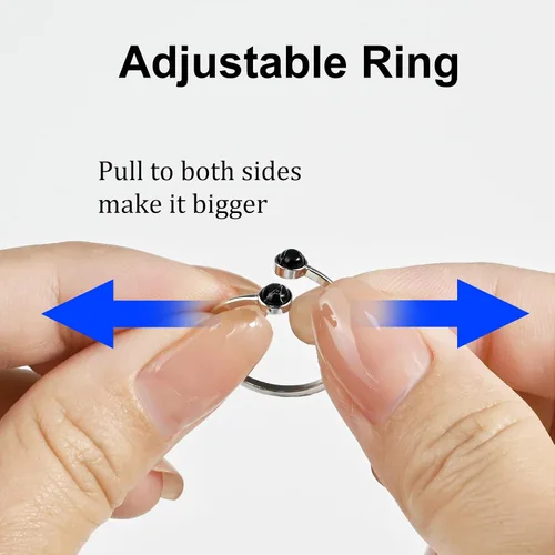 Vista 10 de Silver Open Ring Adjustable Statement Ring with Turquoise Obsidian Jewelry for Women Beautiful Double Gemstone Ring for Gift