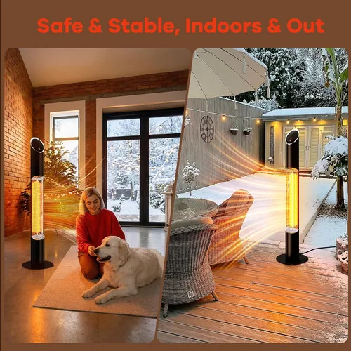 Vista 7 de Calentador infrarrojo portátil, calentador eléctrico para patio al aire libre, calentadores para uso en exteriores e interiores, calentadores de pie