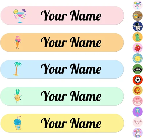 Vista 11 de 100 calcomanías de nombre personalizadas para niños, etiquetas de nombre personalizadas para suministros escolares, guardería, etiquetas