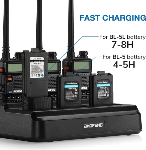 Vista 3 de BAOFENG Cargador de seis vías UV-5R Estación de carga multiunidad para UV-5R 8W BF-F8HP GT-5R UV-5R+ Plus UV-5RE UV-5RTP UV-5RX3 UV-5RA UV-5G Walkie
