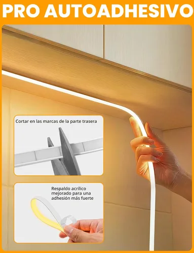 Vista 4 de Lamomo COB - Tira de luces LED Pro, 9.84 pies, color blanco cálido, regulable, autoadhesiva, con control remoto, flexible, cortable, impermeable