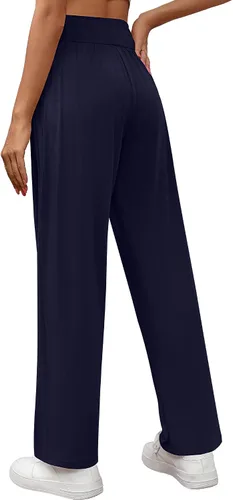Vista 3 de Neer 2 piezas de pantalones deportivos de yoga de pierna ancha para mujer, pantalones de descanso de cintura alta, pantalones de entrenamiento
