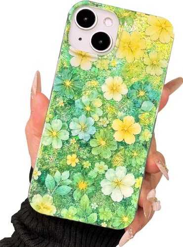 Vista 34 de I-MGAE-IN-AR Funda compacta para iPhone 12 Pro, diseño colorido de flores iridiscentes, holográfica, brillante, bonita funda para iPhone 12