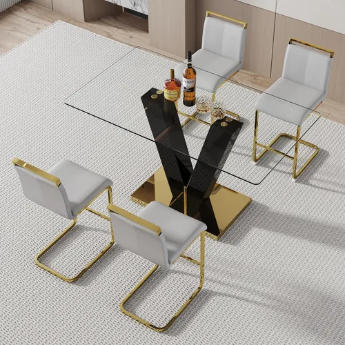 Vista 9 de Ebullient Juego de mesa de comedor de bar de 63 pulgadas para 2, juego de mesa de comedor de bar moderno con 2 taburetes de cuero sintético, mesa