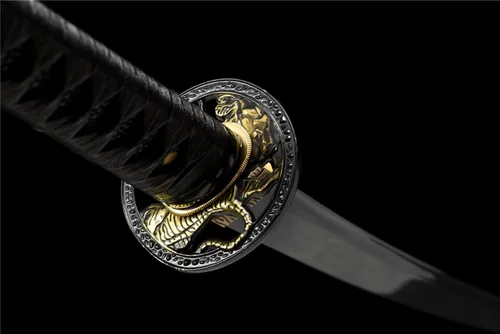 Vista 6 de Black Sword - Katana japonesa de espada completa, espadas largas de acero al carbono de 41 pulgadas Negro-2