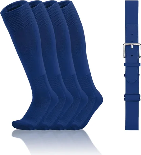 Vista 6 de QBK Conjunto combinado de calcetines y cinturón de béisbol para niños y niñas (2 pares de calcetines y 1 cinturón)
