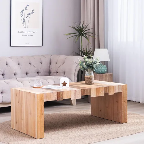 Vista 28 de Mesa auxiliar de madera, 39.37 pulgadas, cuadrada de mediados de siglo, mesa central de madera moderna de madera de fibropanel de densidad media