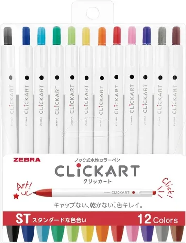 Vista 10 de Zebra Clickart - Bolígrafo a base de agua Calm Dark 12 colores, Wyss22-12Cdk Blanco