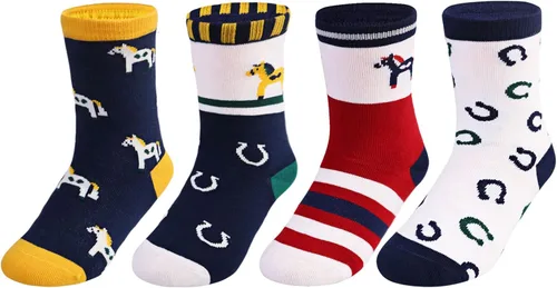 Vista 6 de Harrison Howard Calcetines divertidos de caballo para niños, calcetines Derby suaves y transpirables para niños, bonitos calcetines de tripulación