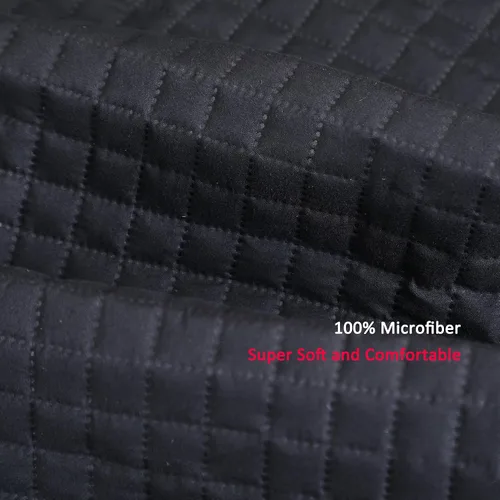 Vista 3 de Alpha Home - Colcha de cama ligera y acolchada, diseño de cuadros., Microfibra, Negro, Full/ Queen