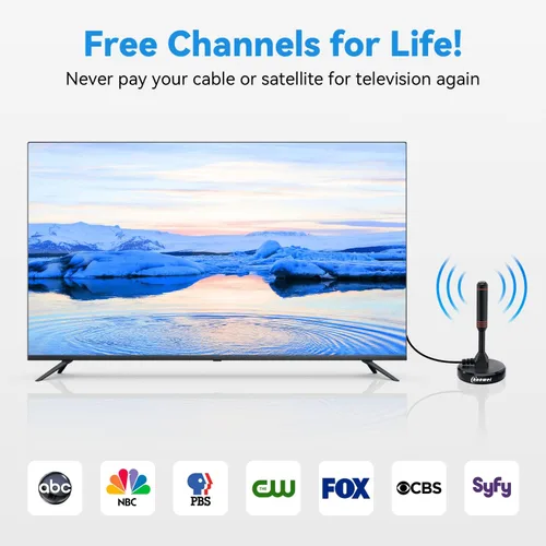Vista 7 de Chaowei Antena digital HDTV con base magnética, cable coaxial HDTV de 16.5 pies, antena de TV portátil para interiores y exteriores para 4K 1080p