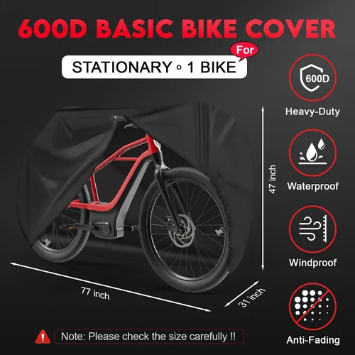 Vista 2 de Funda de bicicleta para 1 bicicleta, 600D, para almacenamiento al aire libre, impermeable y resistente, funda de bicicleta para bicicleta eléctrica