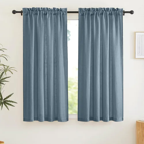 Vista 32 de RYB HOME - Cortinas de lino texturizado semitranslúcidas, privacidad media, filtro de luz, decoración de ventana para dormitorio/baño/sala de estar