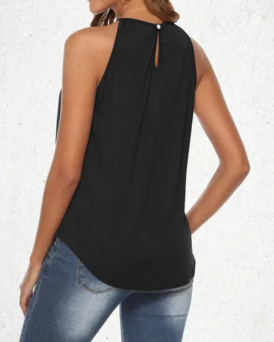 Vista 5 de Bluetime Halter Tops Women Sleeveless Crochet Flowy Cute Summer Tank Tops Negro
