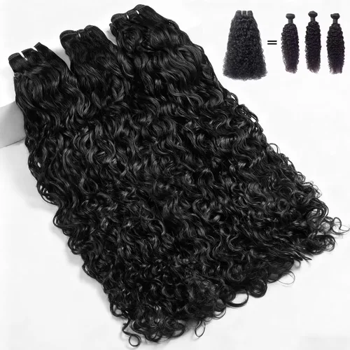 Vista 10 de Paquetes de cabello humano con ondas de agua, 100% cabello #Onda de agua de color natural