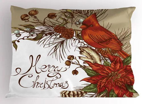 Vista 48 de Lunarable Juego de 2 fundas para almohada de otoño, tema vintage otoñal con estilo granja, ilustración de flores silvestres, artículo de cama