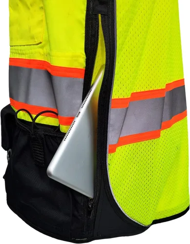 Vista 5 de SU500 Premium Surveyors Clase 2 Chaleco resistente, bolsillos para tableta y acolchado para el cuello