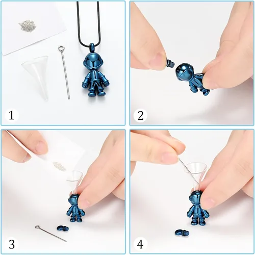 Vista 6 de mingkejw Cremación astronauta collar urna conmemorativa joyería colgante urna de cremación cenizas collar conmemorativo para niños y humanos.