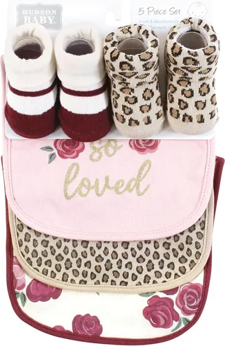 Vista 327 de Hudson Baby Conjunto de babero y calcetines unisex de algodón para bebé