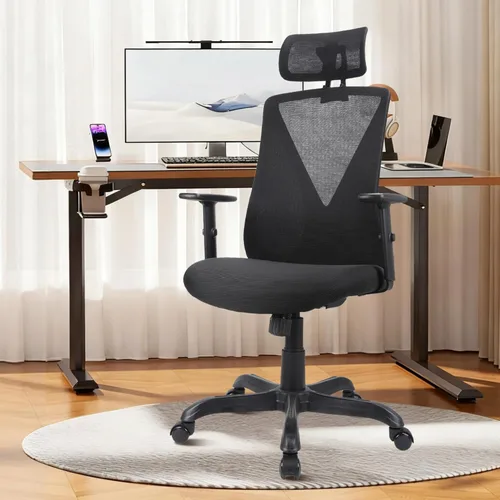 Vista 8 de Ergonomic Office Chair with Adjustable Headrest and Armrest, Mesh Swivel Desk Chair with Lumbar Support and Storage Pocket Work Chair 250lb Capacity