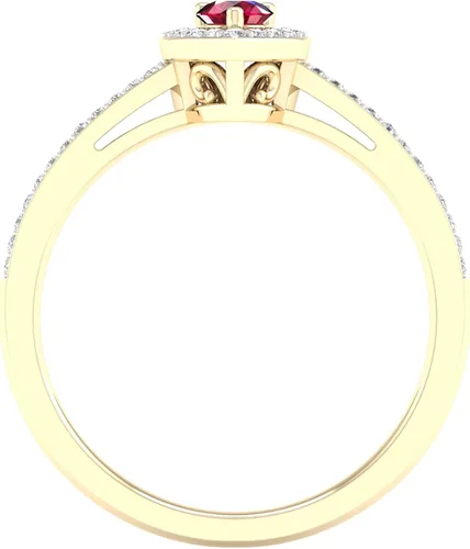 Vista 4 de DZON Anillo halo de oro amarillo de 10 quilates con forma de corazón de zafiro azul, esmeralda y rubí de 18 quilates TDW con forma de corazón