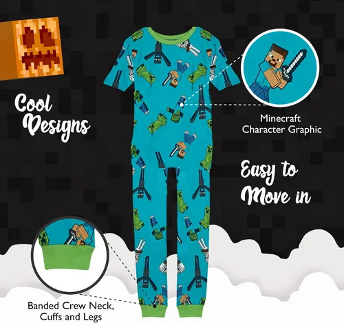 Vista 5 de Minecraft Boys' Big Snug Fit Cotton Pajamas