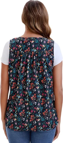 Vista 2 de Nanxson Delantal de cobbler para mujer, bata de algodón con 2 bolsillos de parche, delantal impreso con botones para el trabajo, cocina de chef