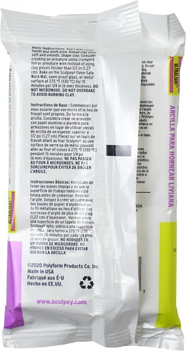 Vista 2 de Polyform Super Sculpey Ultralight Blanco, Ligero, No tóxico. Arcilla polimérica de modelado suave para esculpir, arcilla para hornear, barra de 8