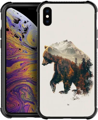 Vista 194 de Funda compatible con iPhone 8 Plus, diseño de oso de bosque otoñal, a prueba de golpes, antiarañazos, carcasa trasera de policarbonato duro