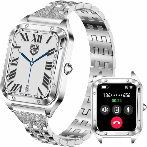 Vista 10 de Reloj inteligente para mujer, reloj inteligente de 1.59 pulgadas de tacto completo para mujer con seguimiento de la salud femenina, monitor de ritmo