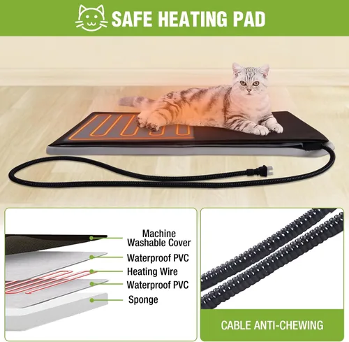 Vista 2 de GUTINNEEN Casa climatizada para gatos al aire libre con forro aislante para invierno, impermeable, refugio para gatos