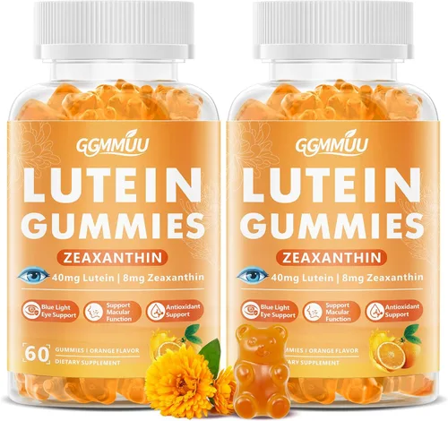Vista 9 de Gomitas de luteína y zeaxantina, sin azúcar, sabor a naranja, 60