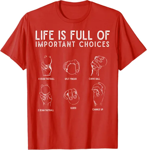 Vista 90 de Tipos de béisbol Pitches Life Choices Jugador Camiseta