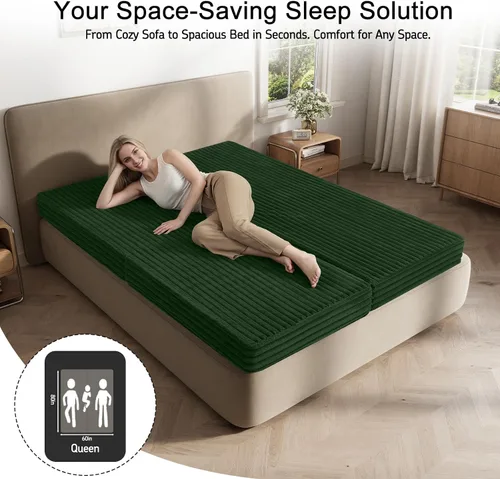 Vista 8 de MeMoreCool Sofá cama convertible, sofá cama plegable tamaño Queen, sofá cama extraíble con almohadas, sofá futón plegable para dormitorio, sala